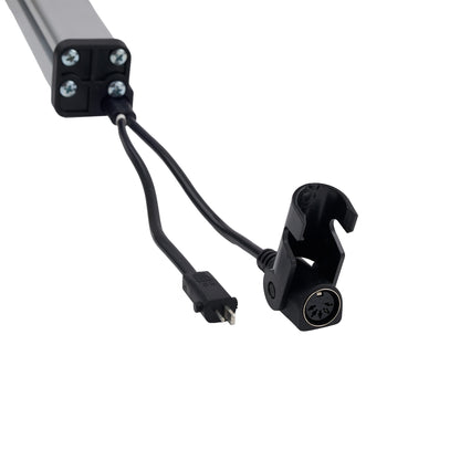 Light fixture with wiring and connectors on a white background