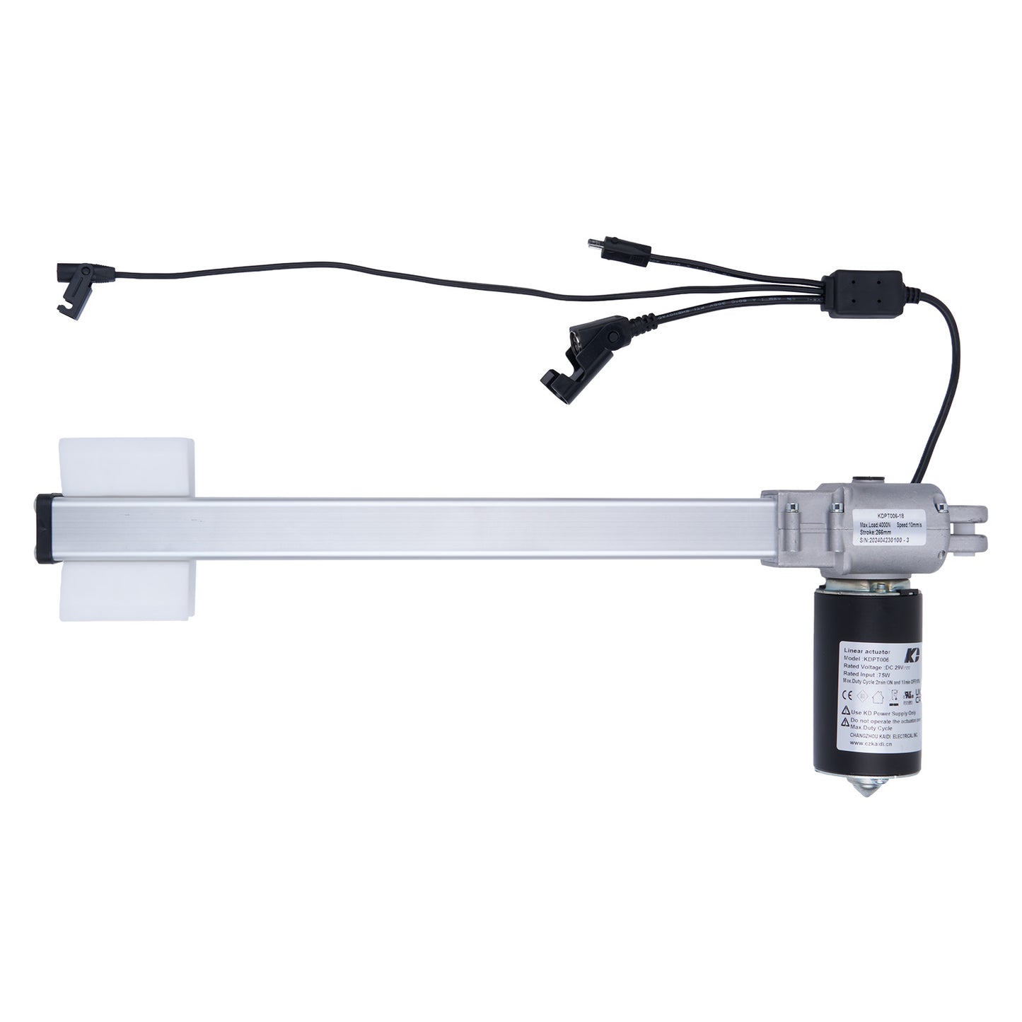 Mechanical actuator with cables on a white background