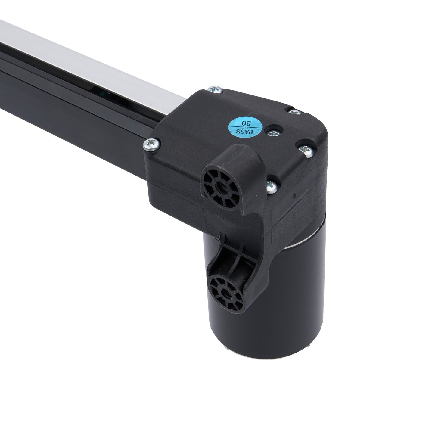 Black metal rod with connectors on a white background