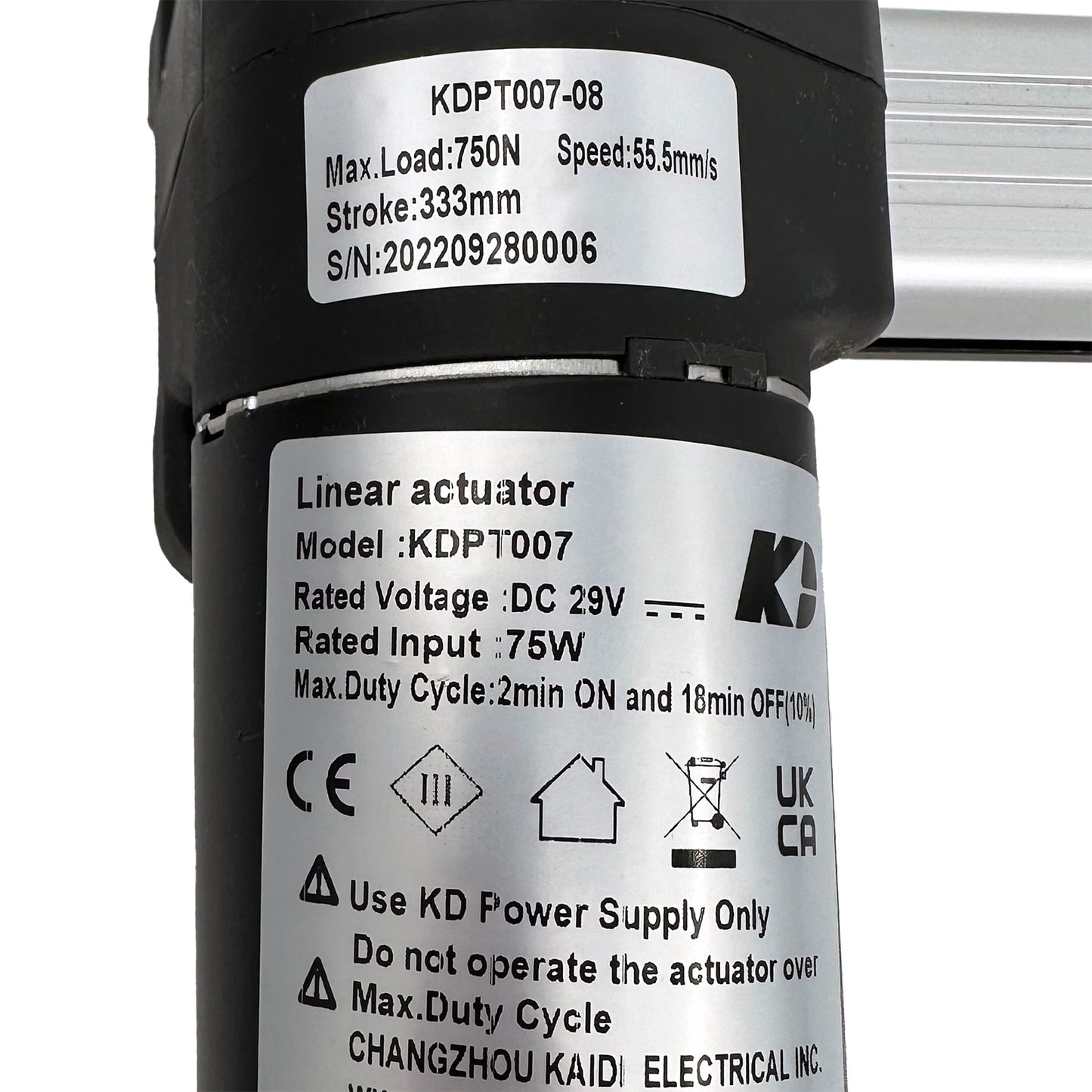 KAIDI KDPT007-08 Linear Actuator for Recliner/Lift Chair