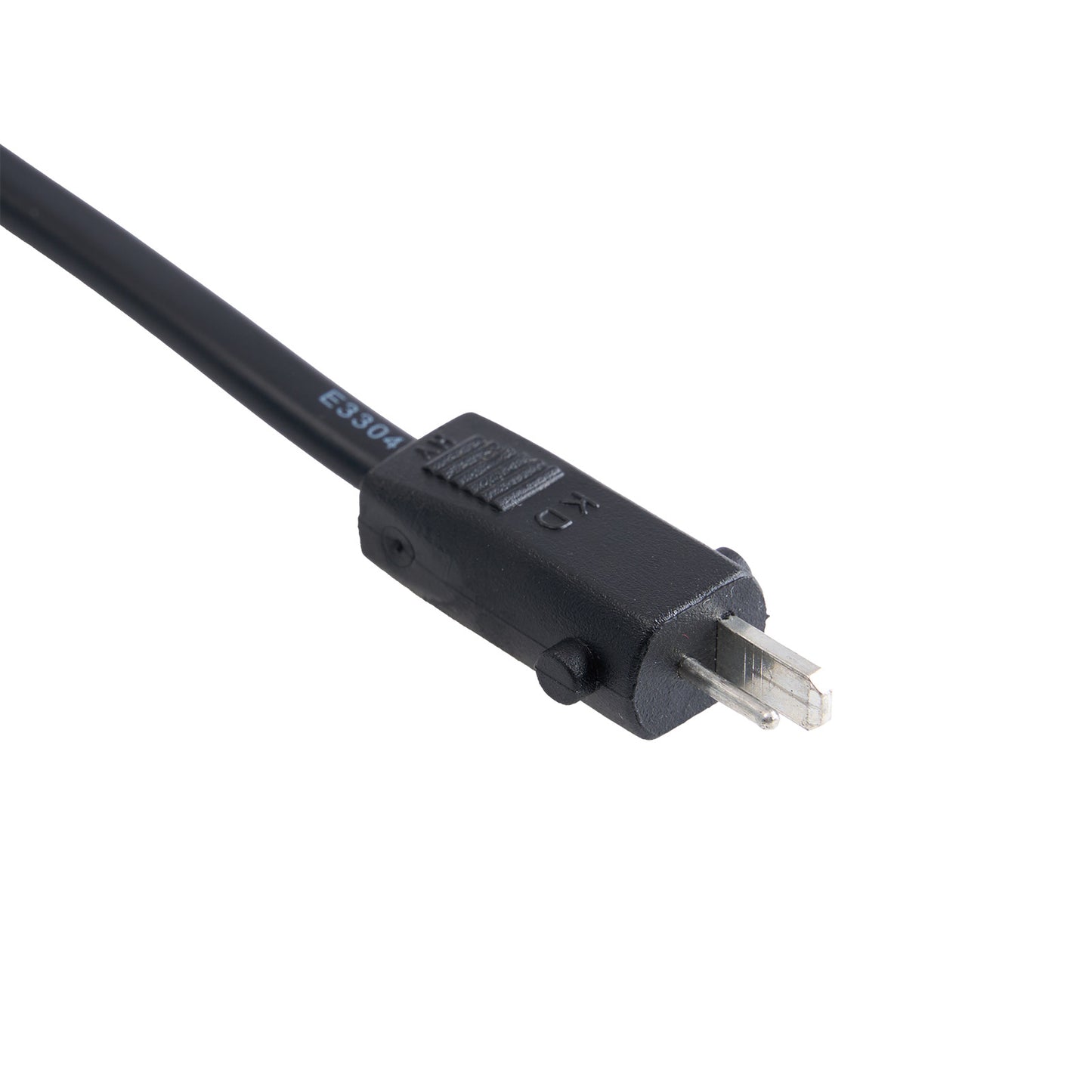Black electrical plug on a white background