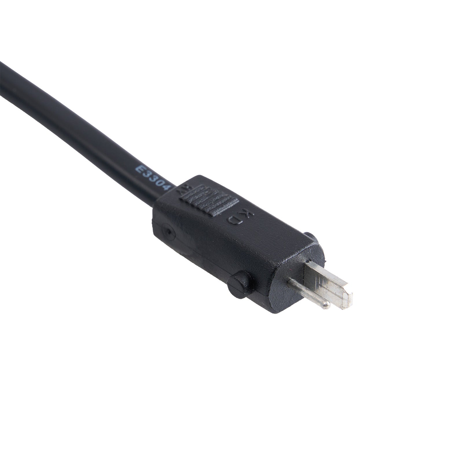 Black electrical plug on a white background