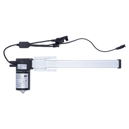 Electrical component with black housing and white rod on a white background