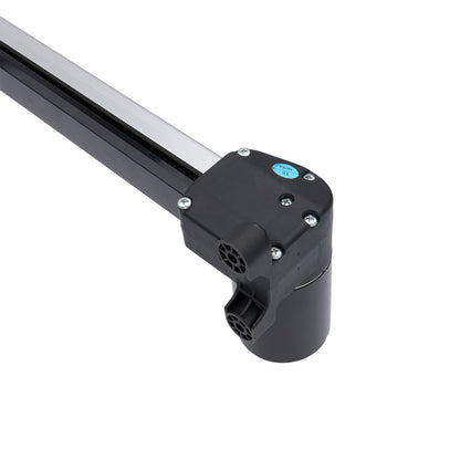 Black metal rod with connectors on a white background