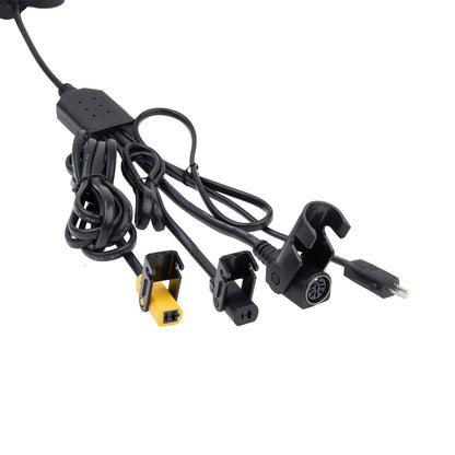 Set of car mount and cable accessories on a white background