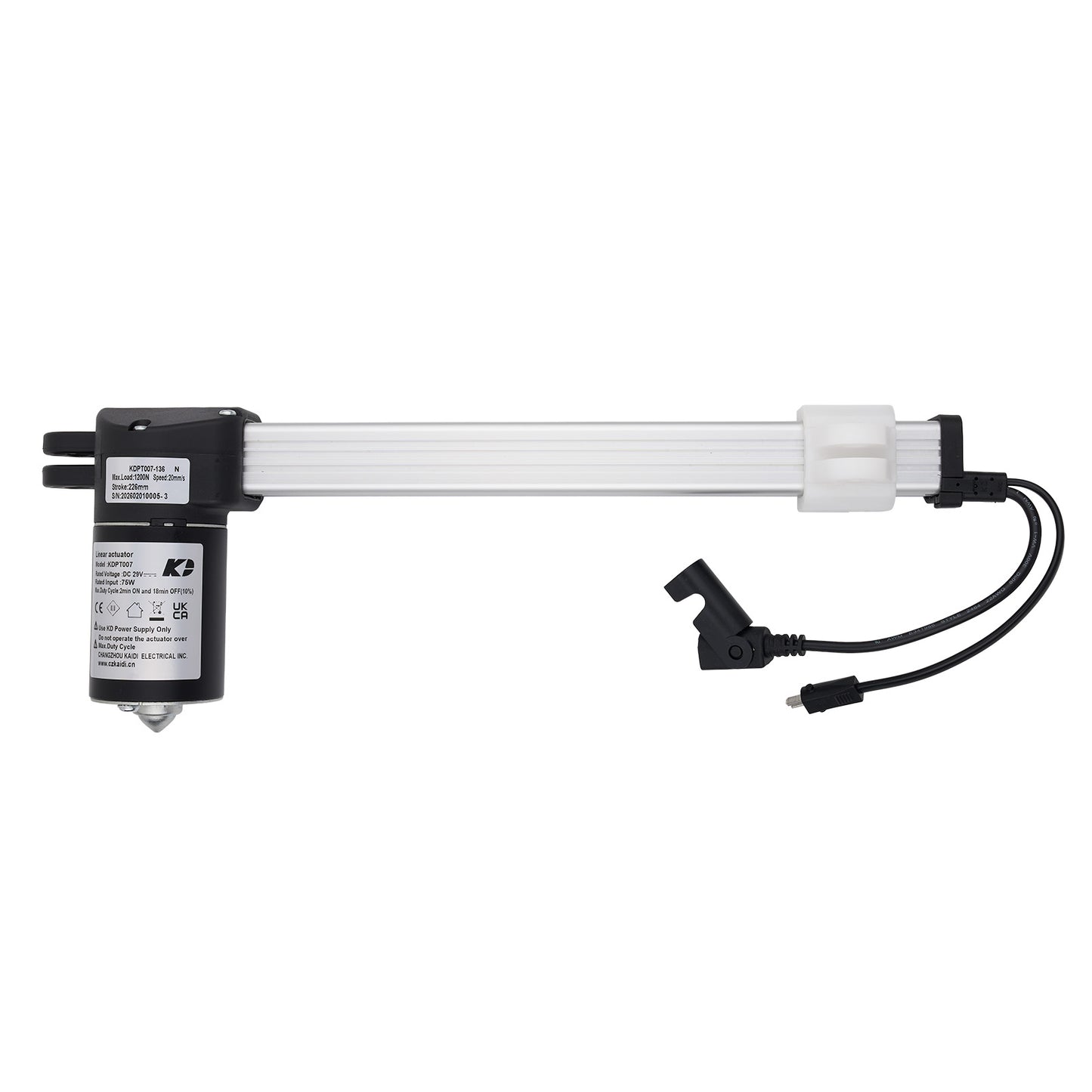Mechanical component with a black and white label on a white background