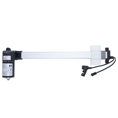 Mechanical arm with a sensor and cables on a white background