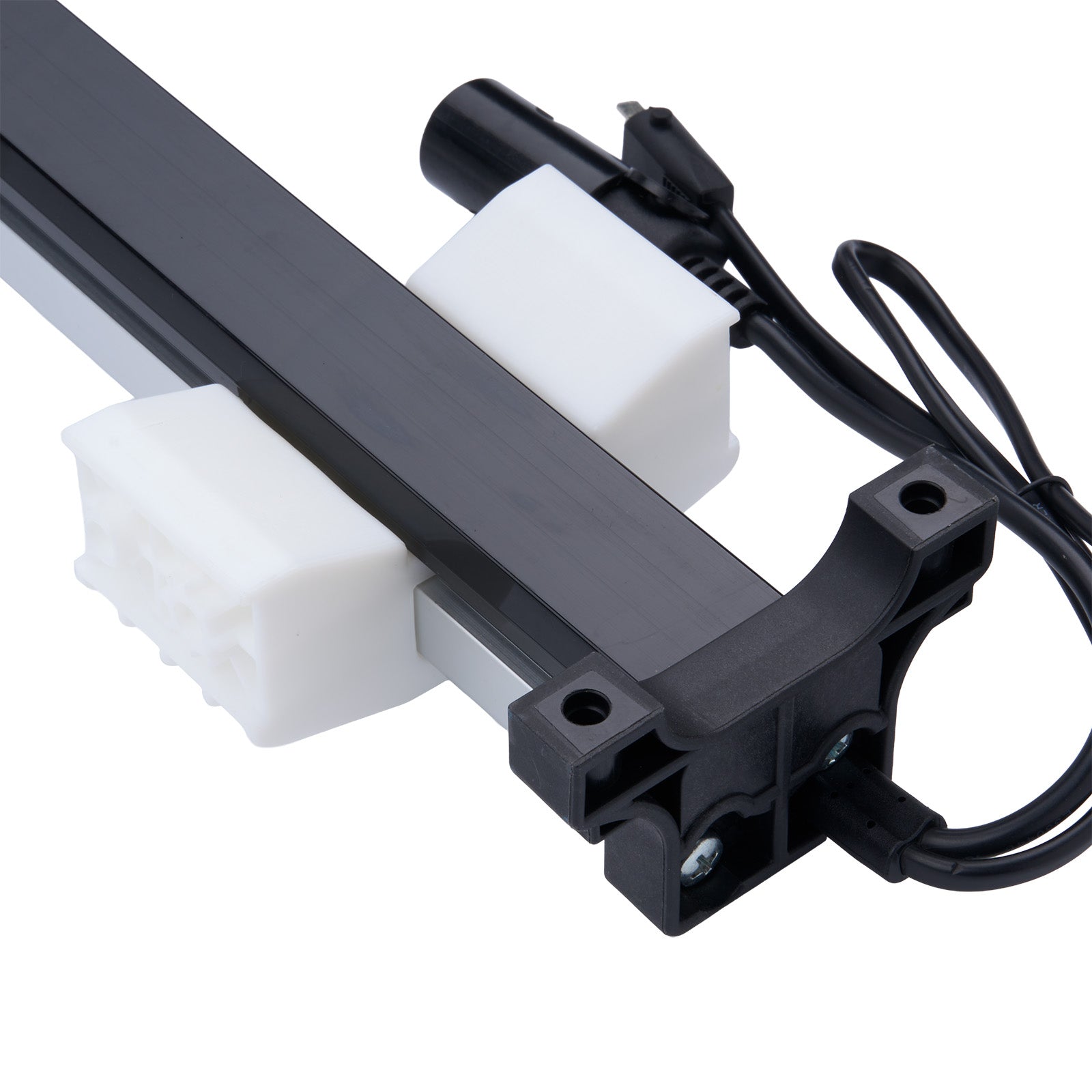 Mechanical linear actuator with cables on a white background