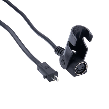 Black microphone with cable on a white background