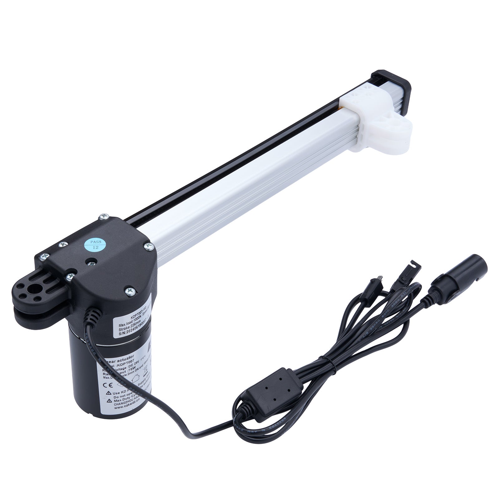 Electric actuator with cables on a white background