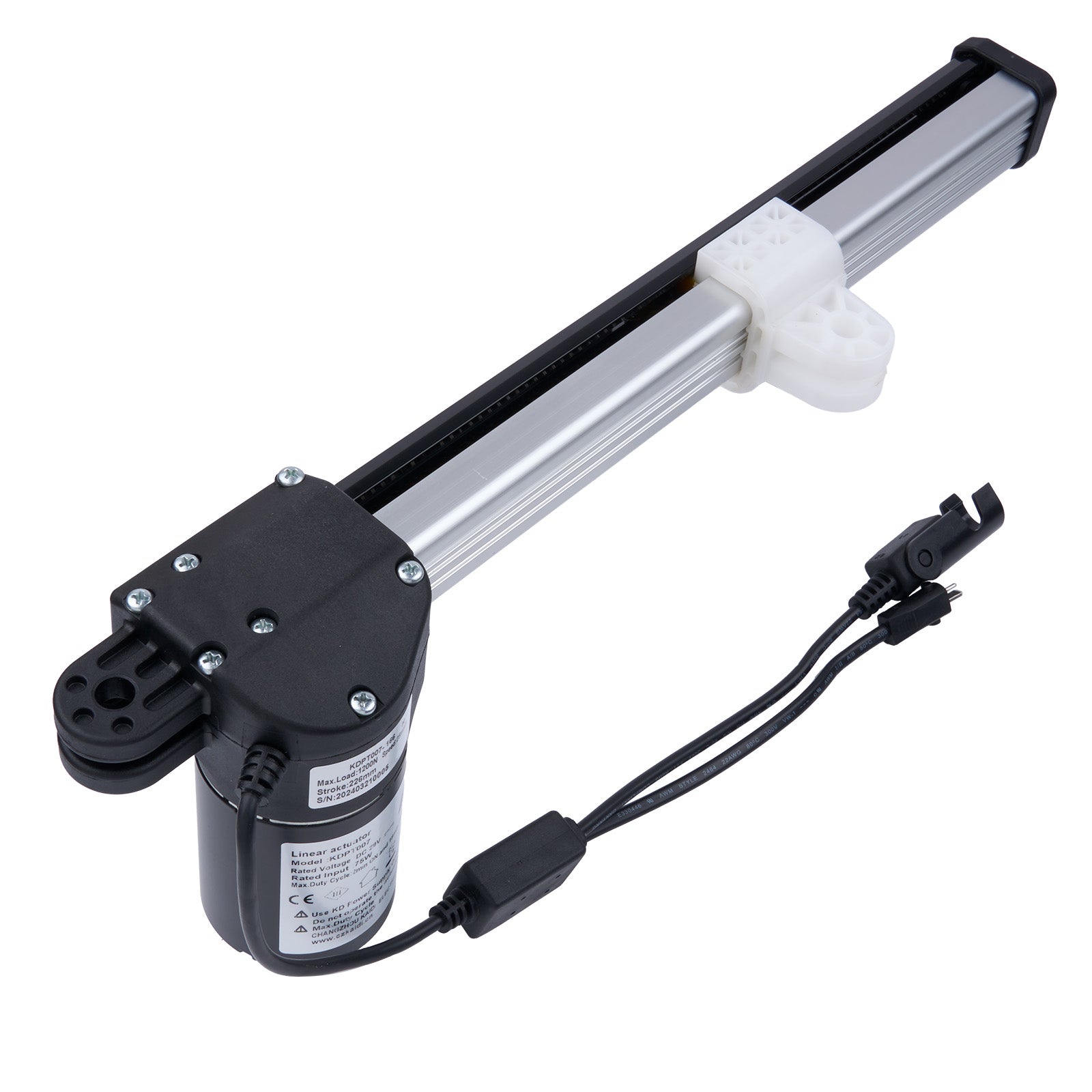 Electric actuator with cable connection on a white background