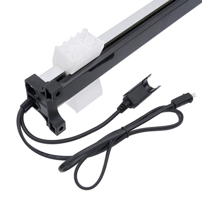 Light fixture with black wiring on a white background