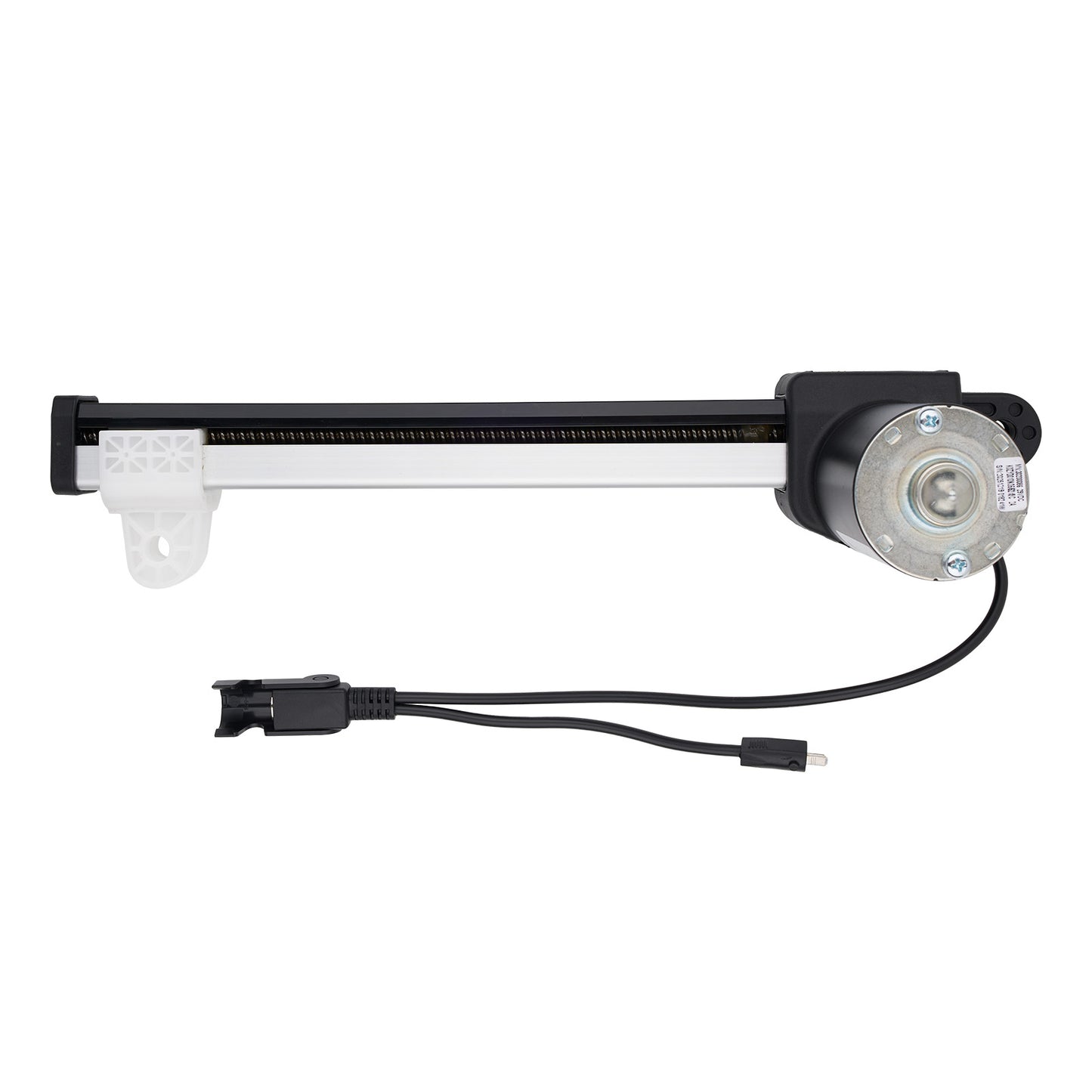 Mechanical component with a motor and cable on a white background