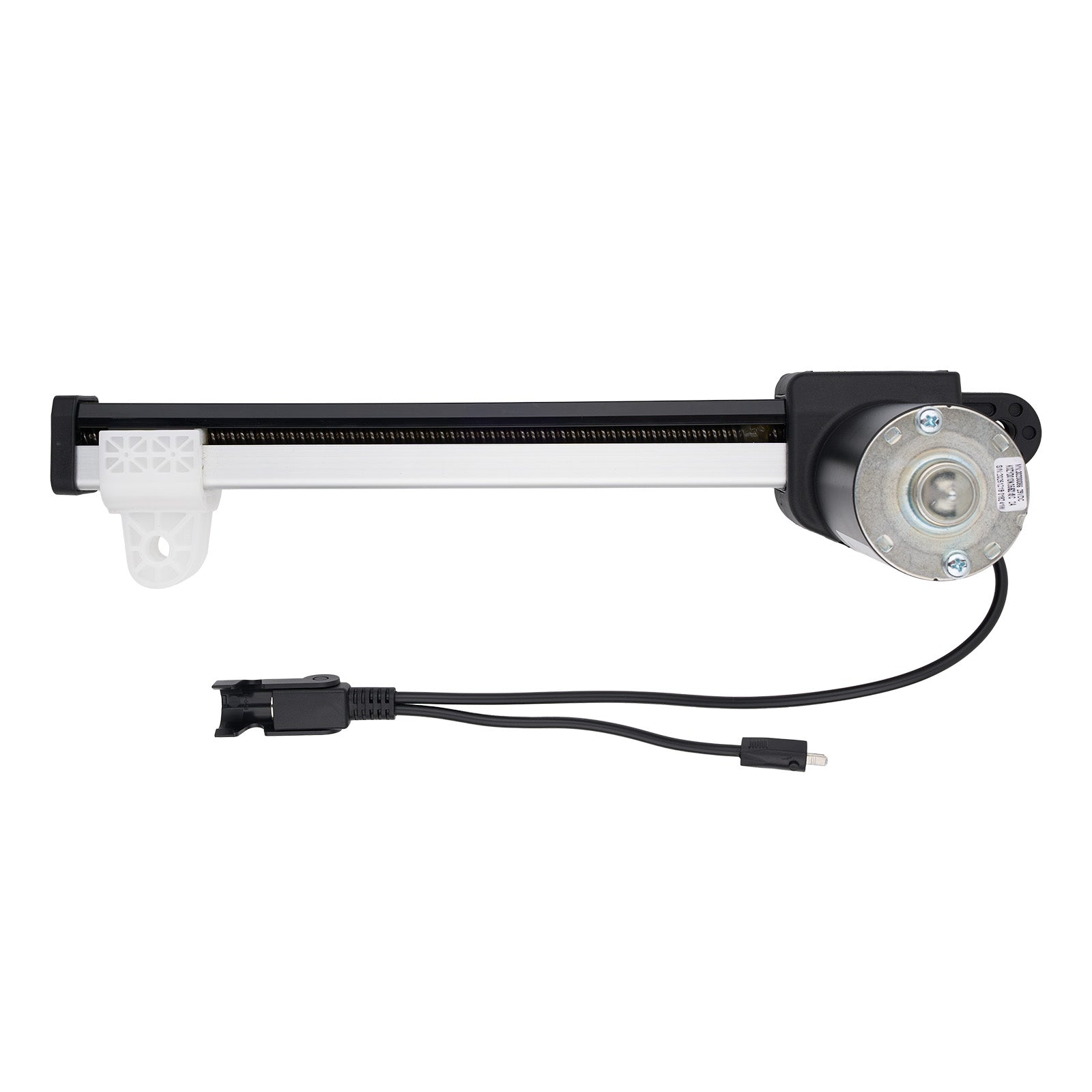 Mechanical component with a motor and cable on a white background