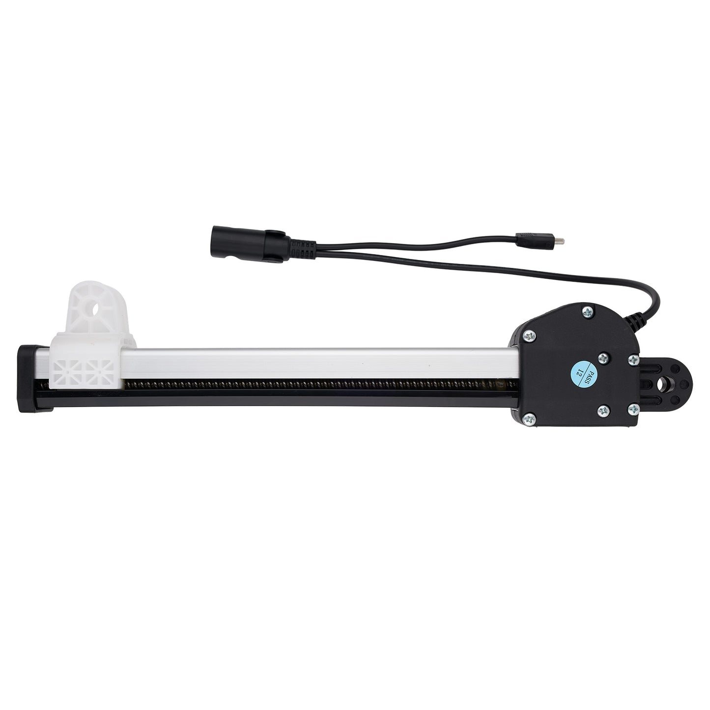 Mechanical linear actuator with cables on a white background