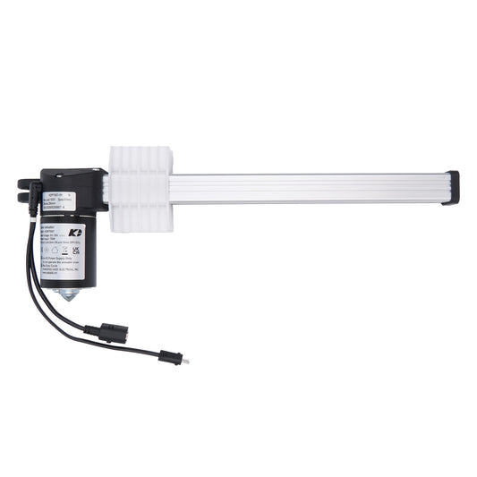 Mechanical component with a black housing and white shaft on a white background