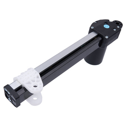 Mechanical arm with a black and white design on a white background