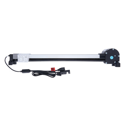 Long rectangular electronic device with connectors on a white background