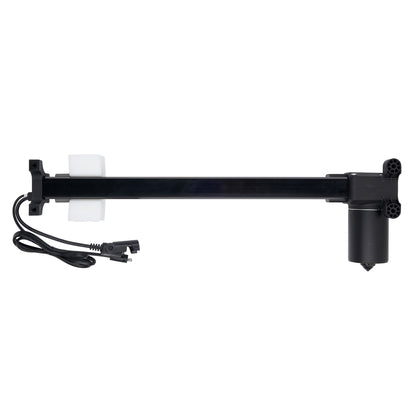 Black metal rod with a white cylindrical object on a white background