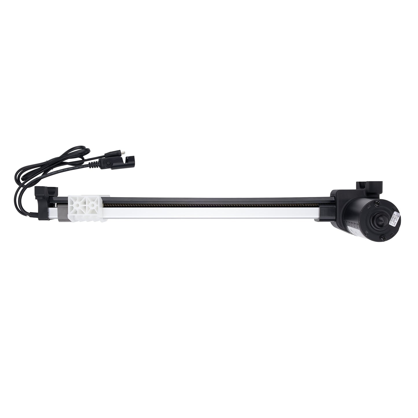 Aquarium light with black housing and white interior on a white background