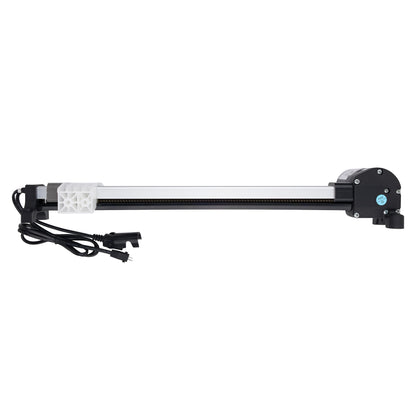 Long rectangular light fixture with a cable on a white background