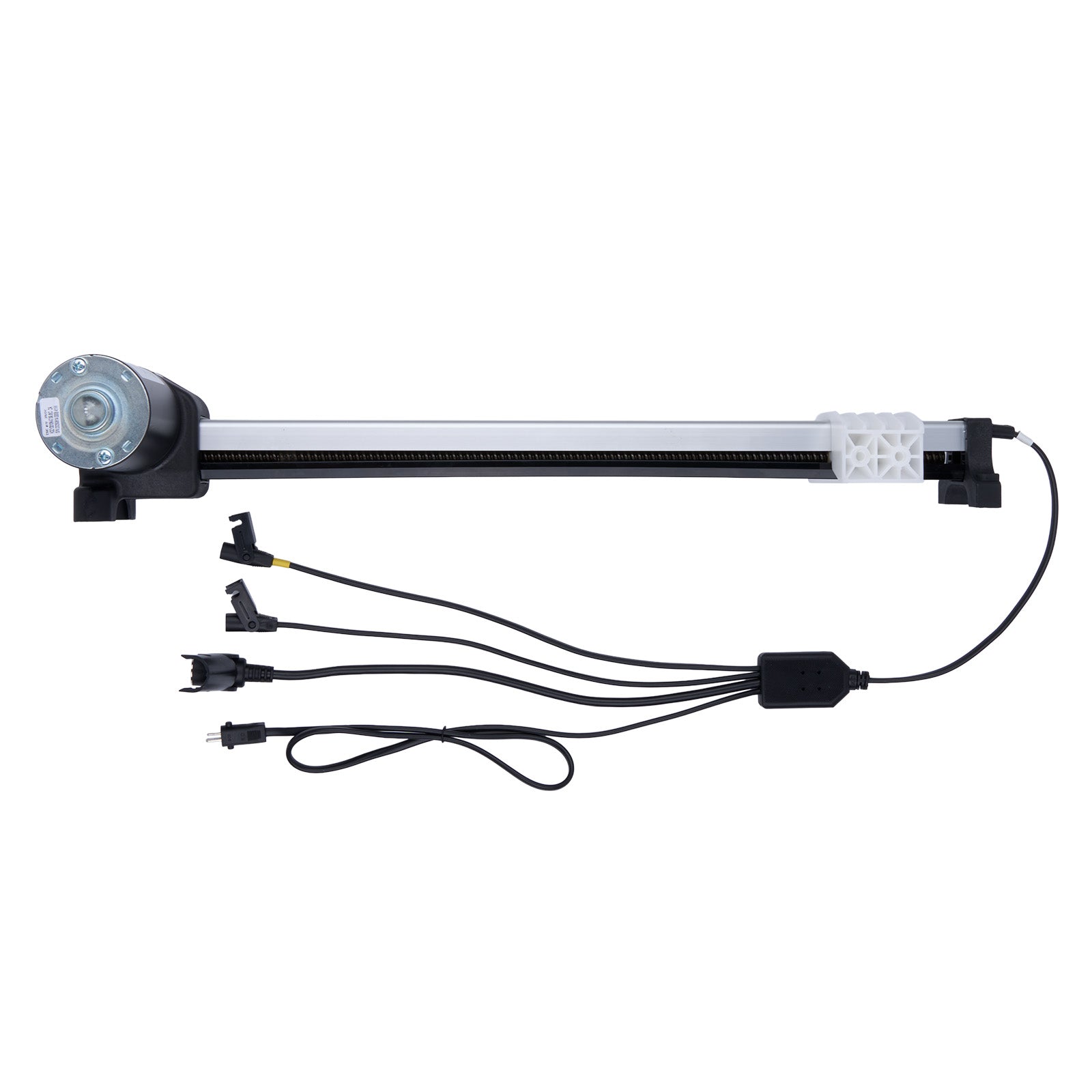 Mechanical arm with multiple connectors on a white background