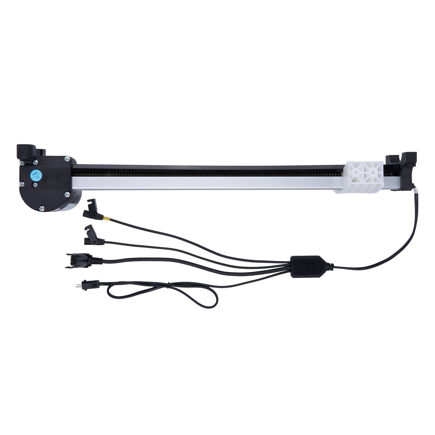Mechanical arm with multiple attachments on a white background