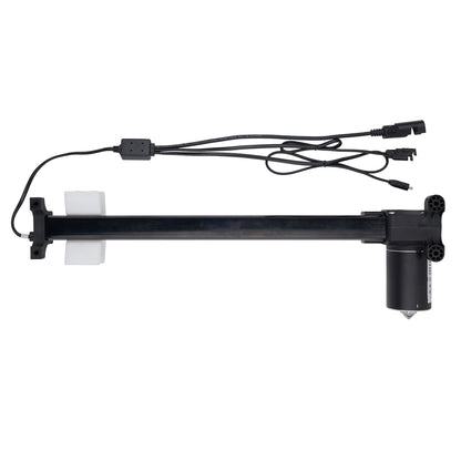 Black actuator with cables on a white background