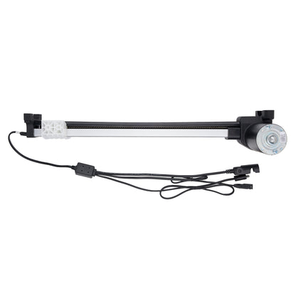 Long rectangular light fixture with connectors on a white background