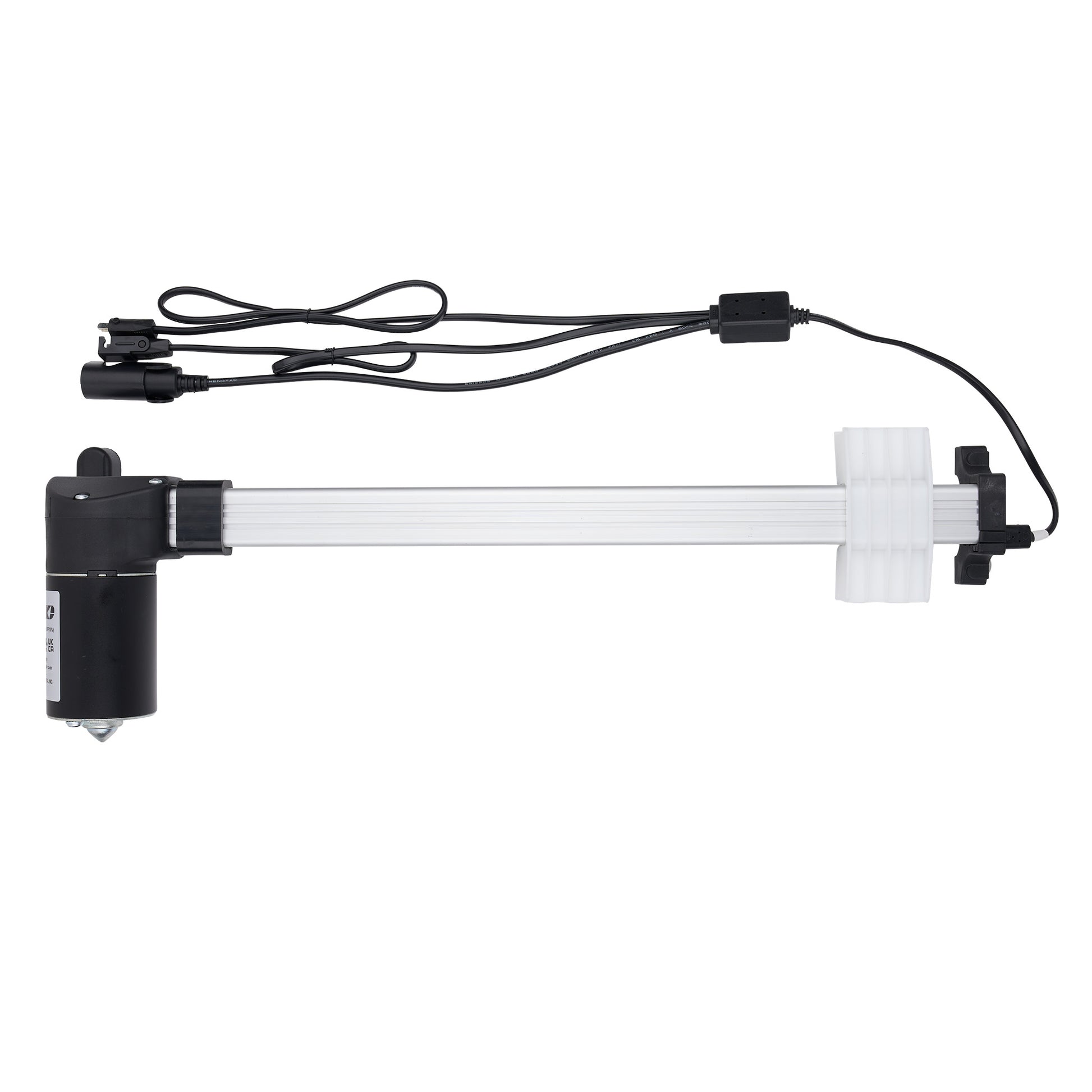 Mechanical linear actuator with cables on a white background