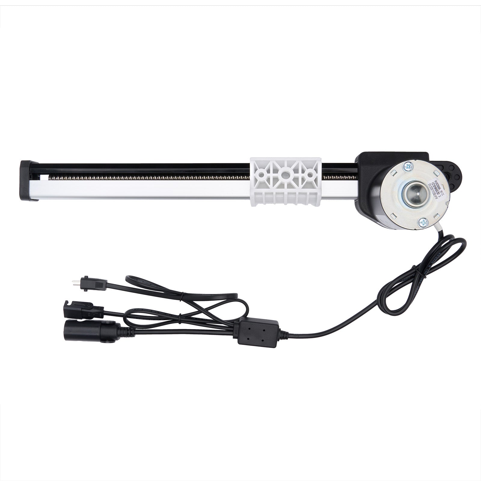 White electronic device with black components on a white background