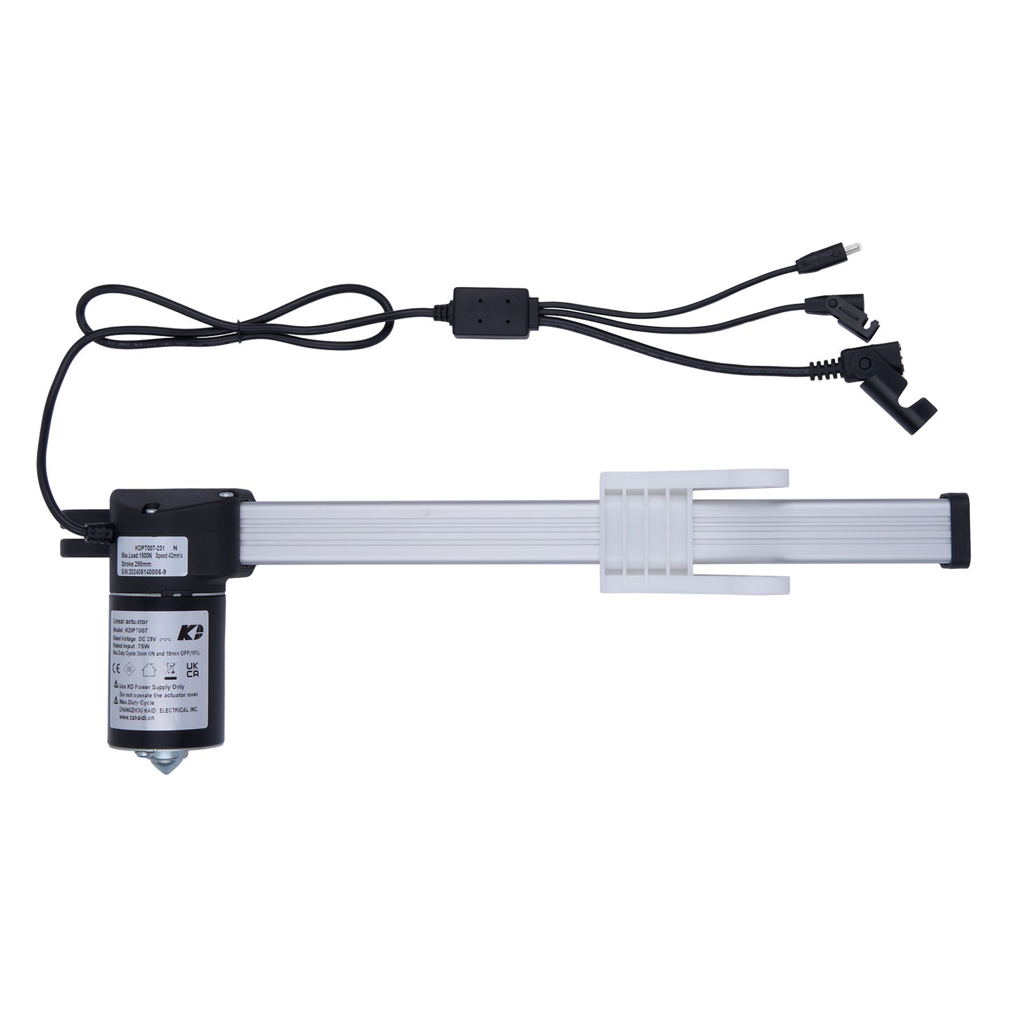 Mechanical device with a cylindrical component and multiple wires on a white background