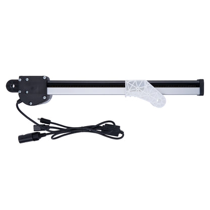 Long rectangular device with a cable on a white background