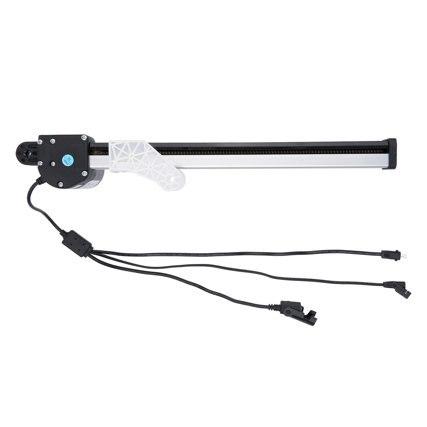 Mechanical arm with multiple cables on a white background