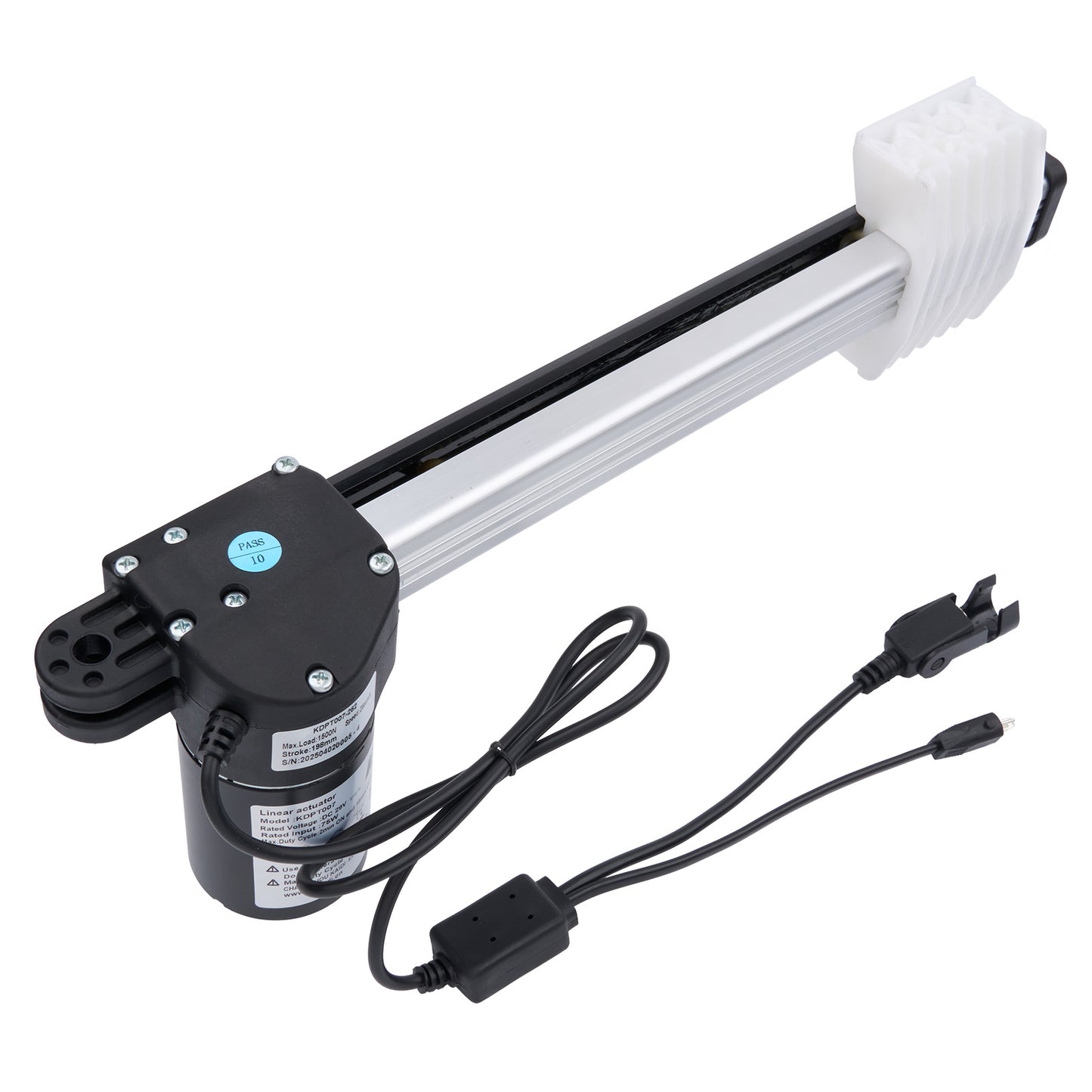 Electric actuator with cables on a white background