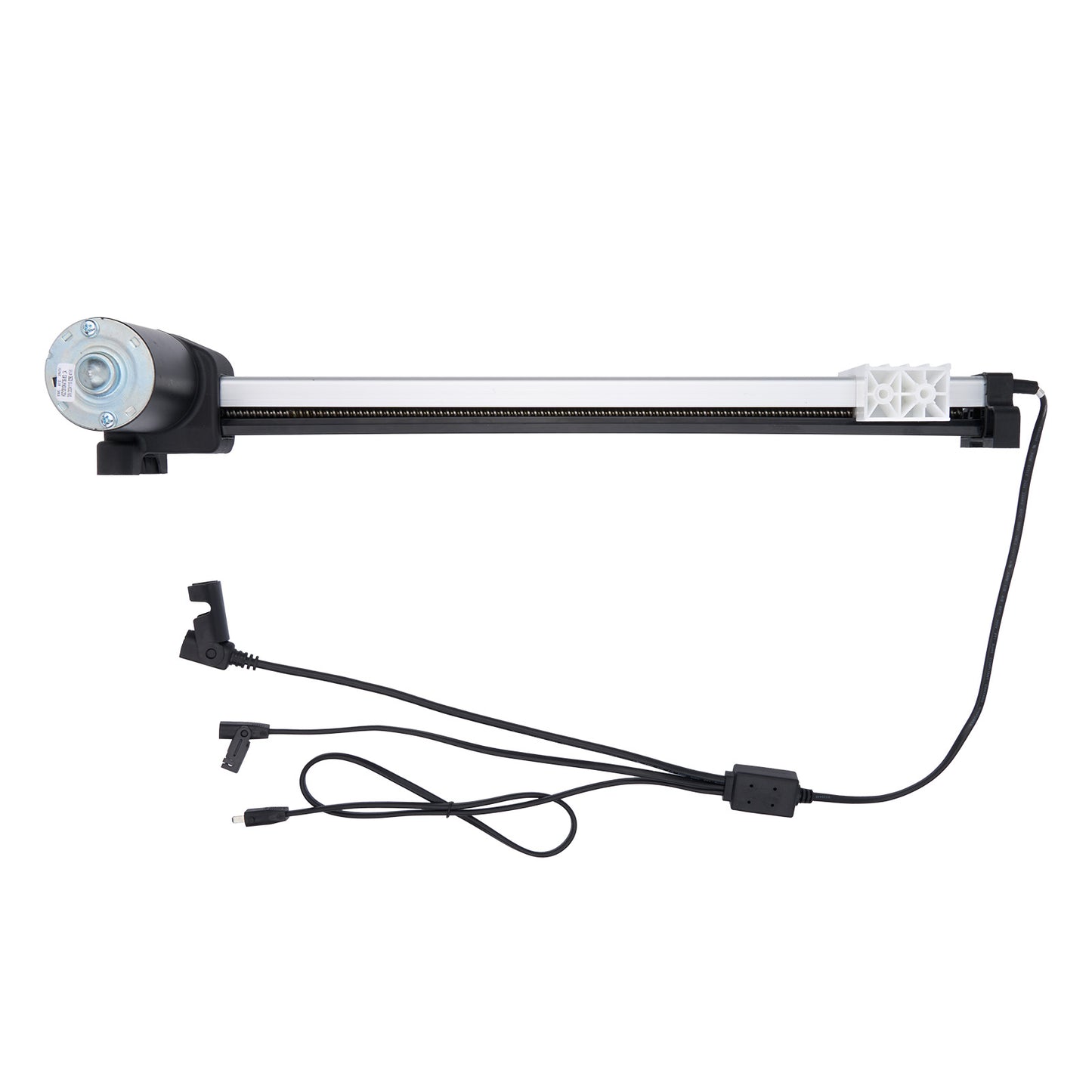 Mechanical arm with a motor and cables on a white background