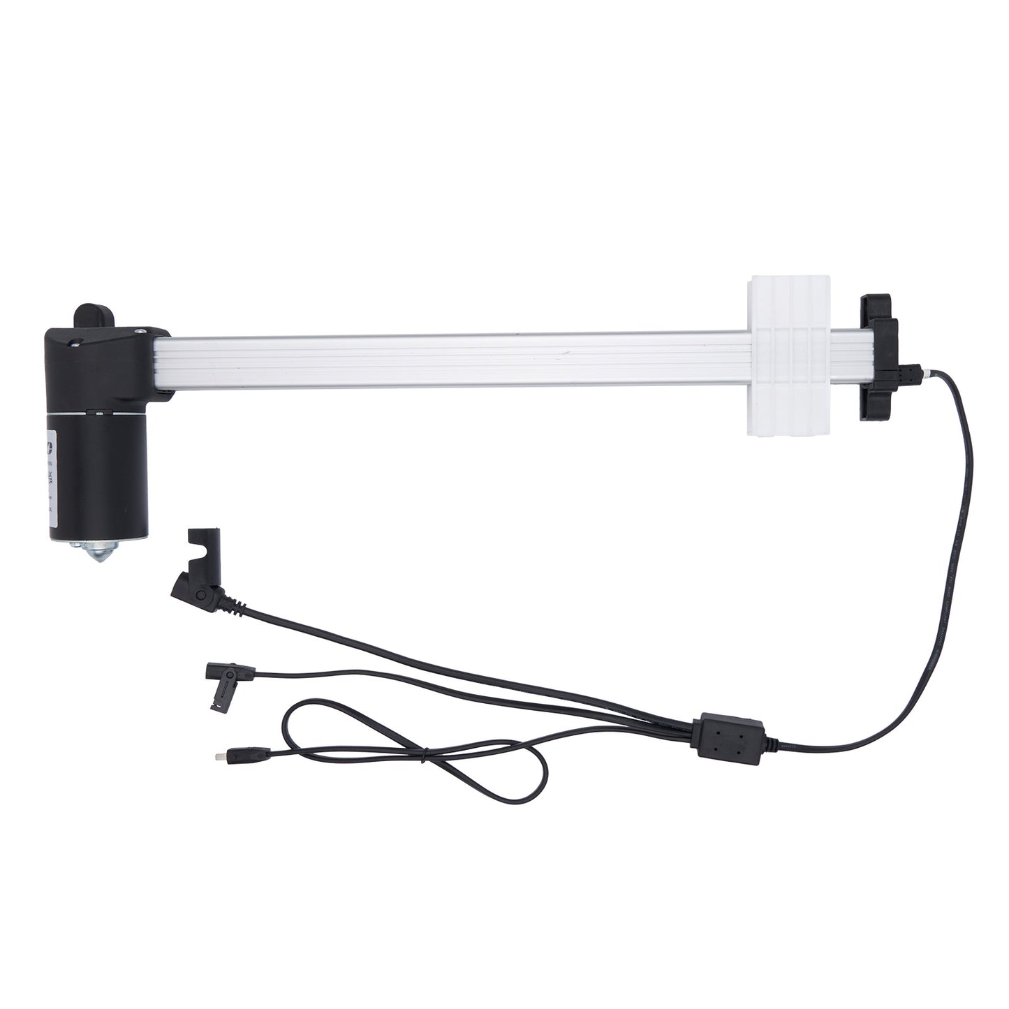 Mechanical arm with joints and cables on a white background