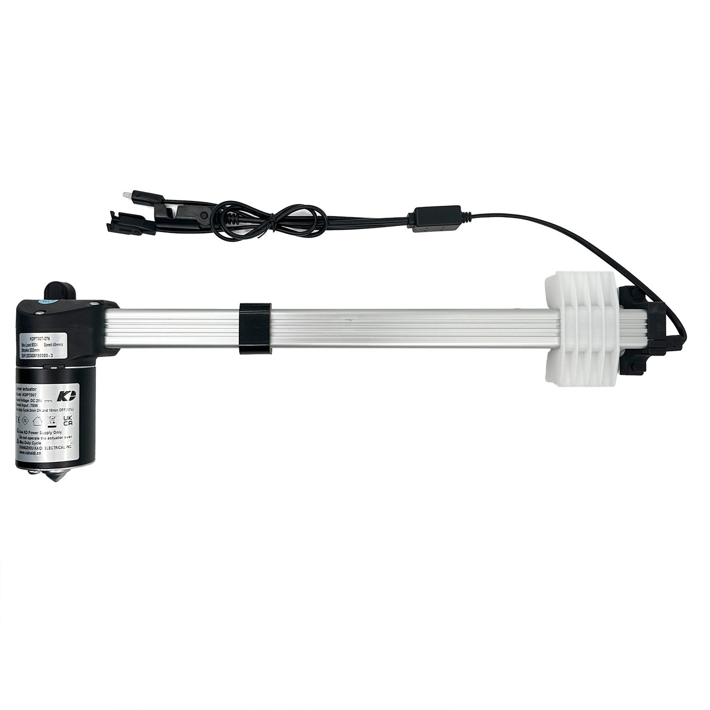 A black linear actuator with cables and plugs, typically used as a driving motor for recliner or lift chair functions.
