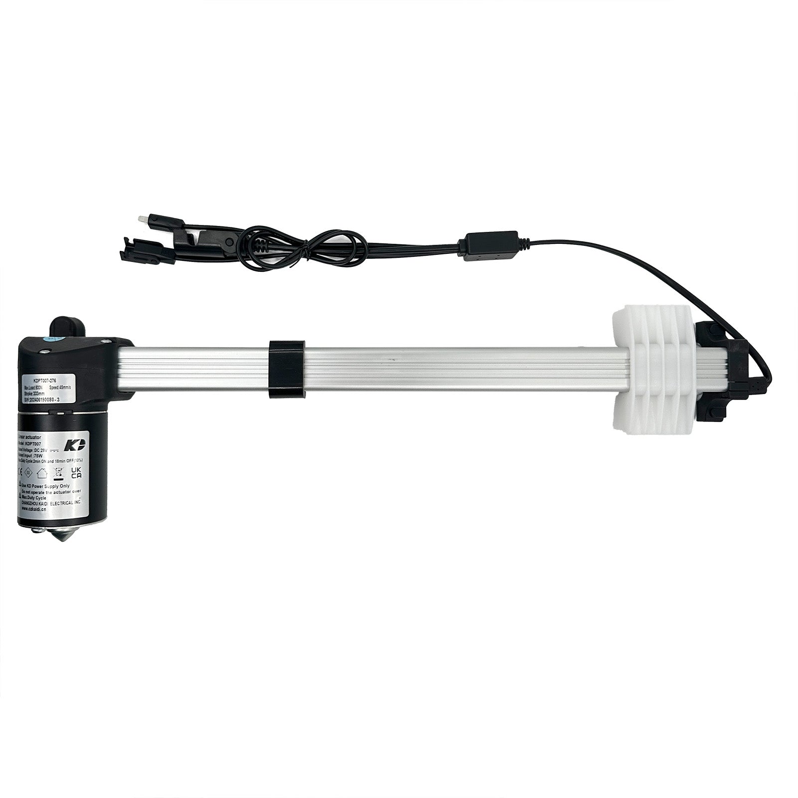A black linear actuator with cables and plugs, typically used as a driving motor for recliner or lift chair functions.