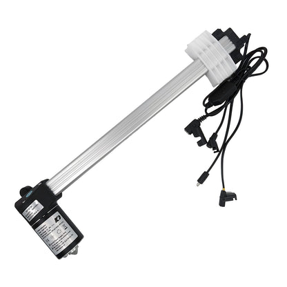 A Kaidi KDPT007-281 linear actuator with a metallic body, plastic components, and electrical wiring visible.