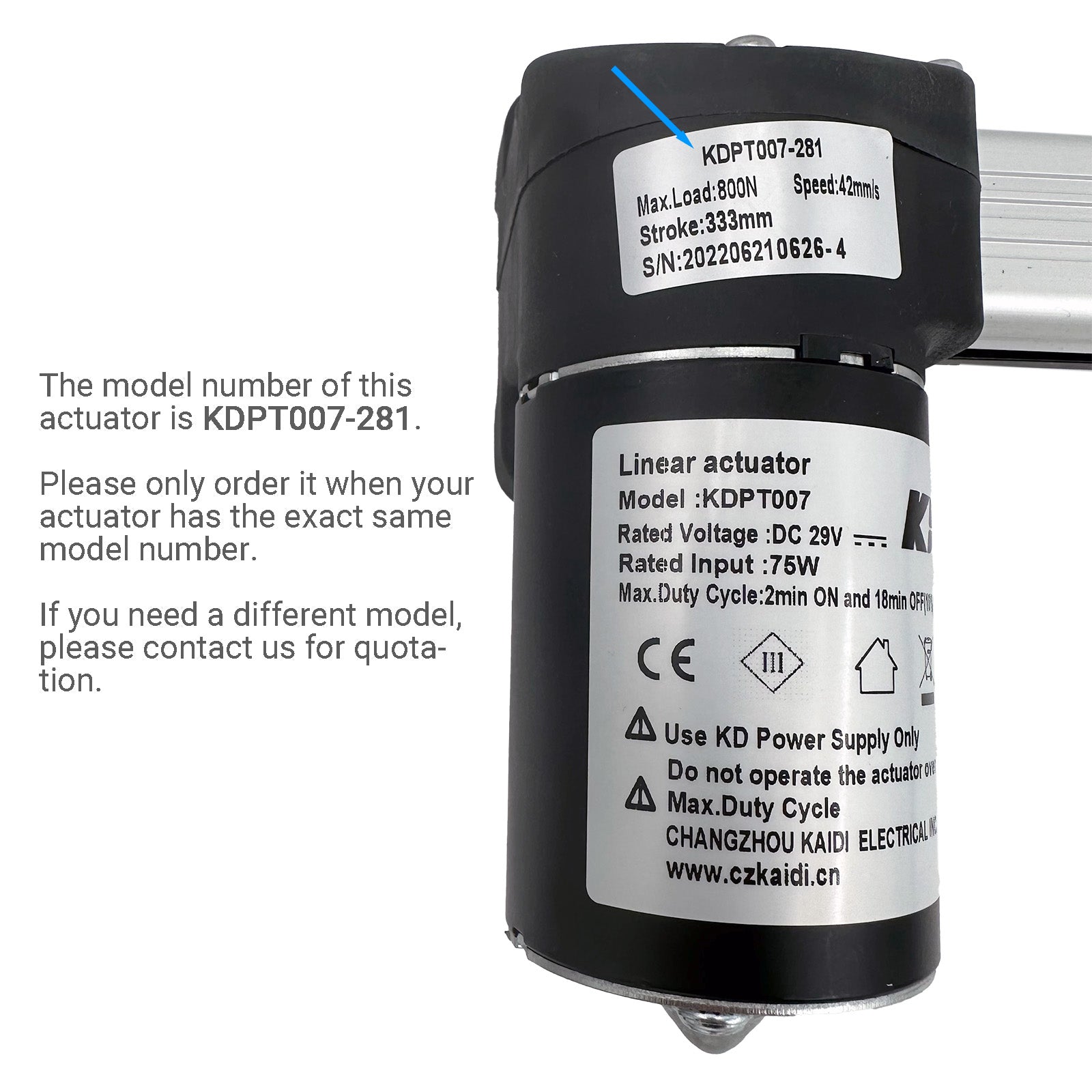 Kaidi KDPT007-281 Linear Actuator – Life Easy Supply