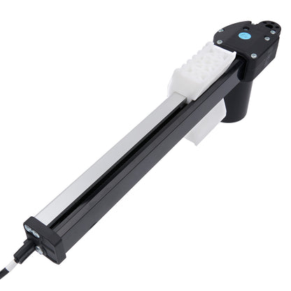 Mechanical arm or actuator on a white background