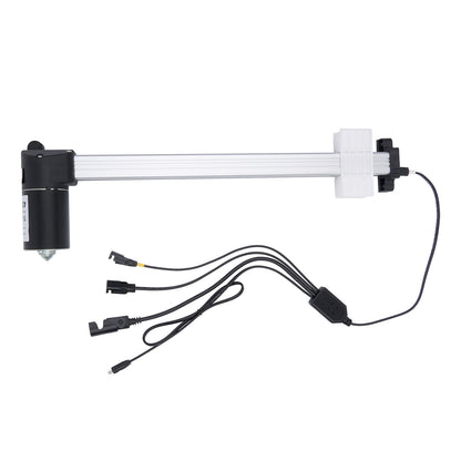 Mechanical arm with linear actuator and wiring on a white background