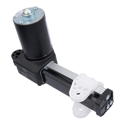 Mechanical component with black housing and white connector on a white background