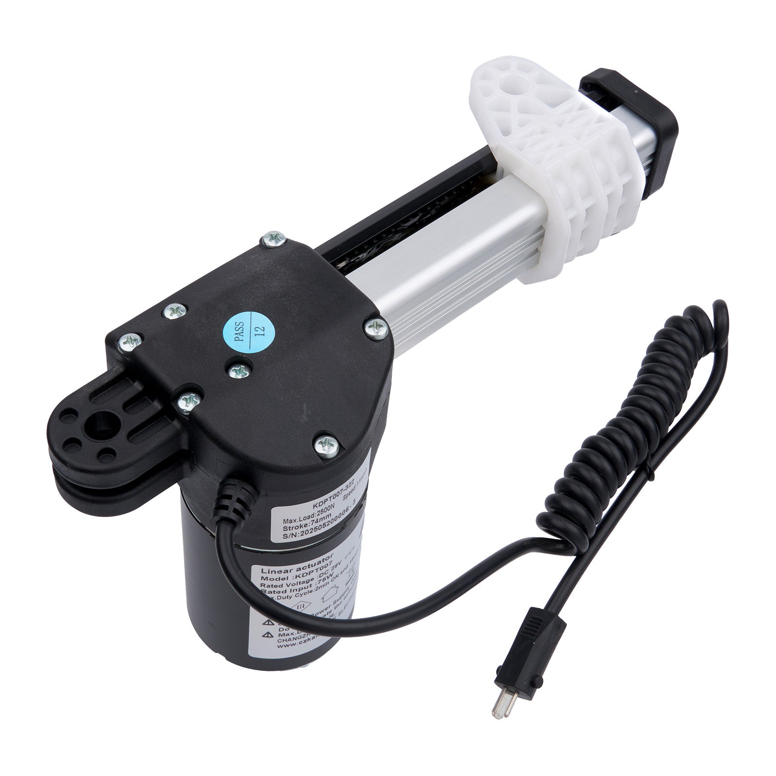 Electric pump with black casing and coiled cable on a white background