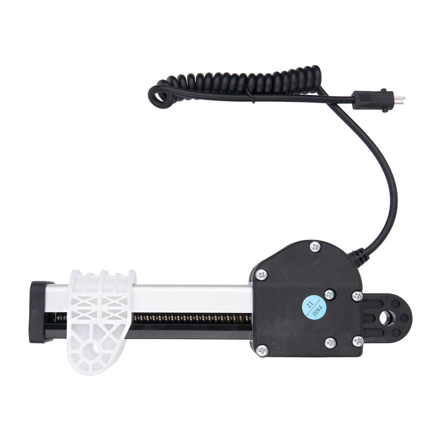 Mechanical device with a coiled cable on a white background