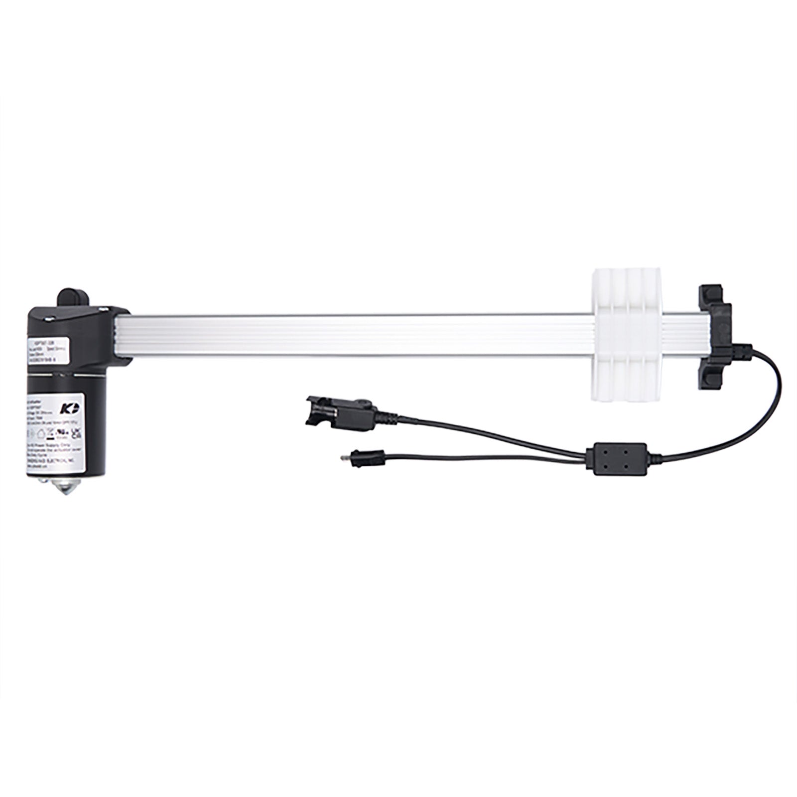 Mechanical arm with sensors and cables on a white background