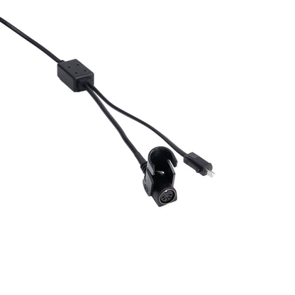 Black cable with connectors on a white background