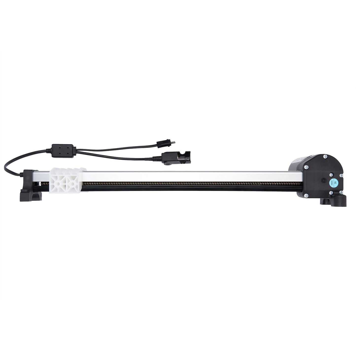 Mechanical linear actuator with cables on a white background
