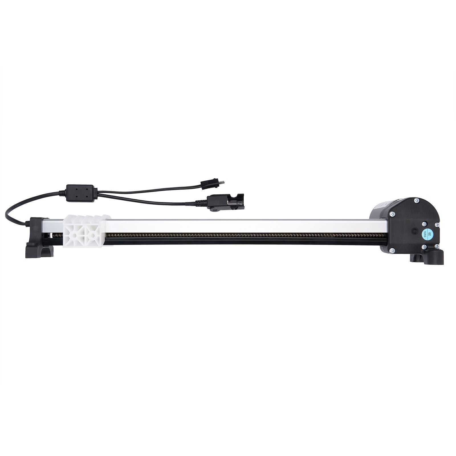 Mechanical linear actuator with cables on a white background
